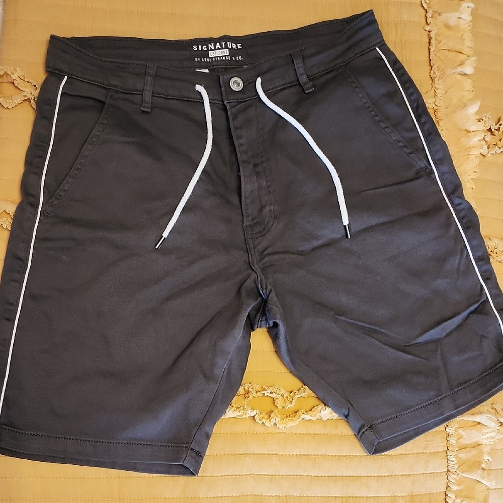 Signature Charcoal Shorts with White Accents